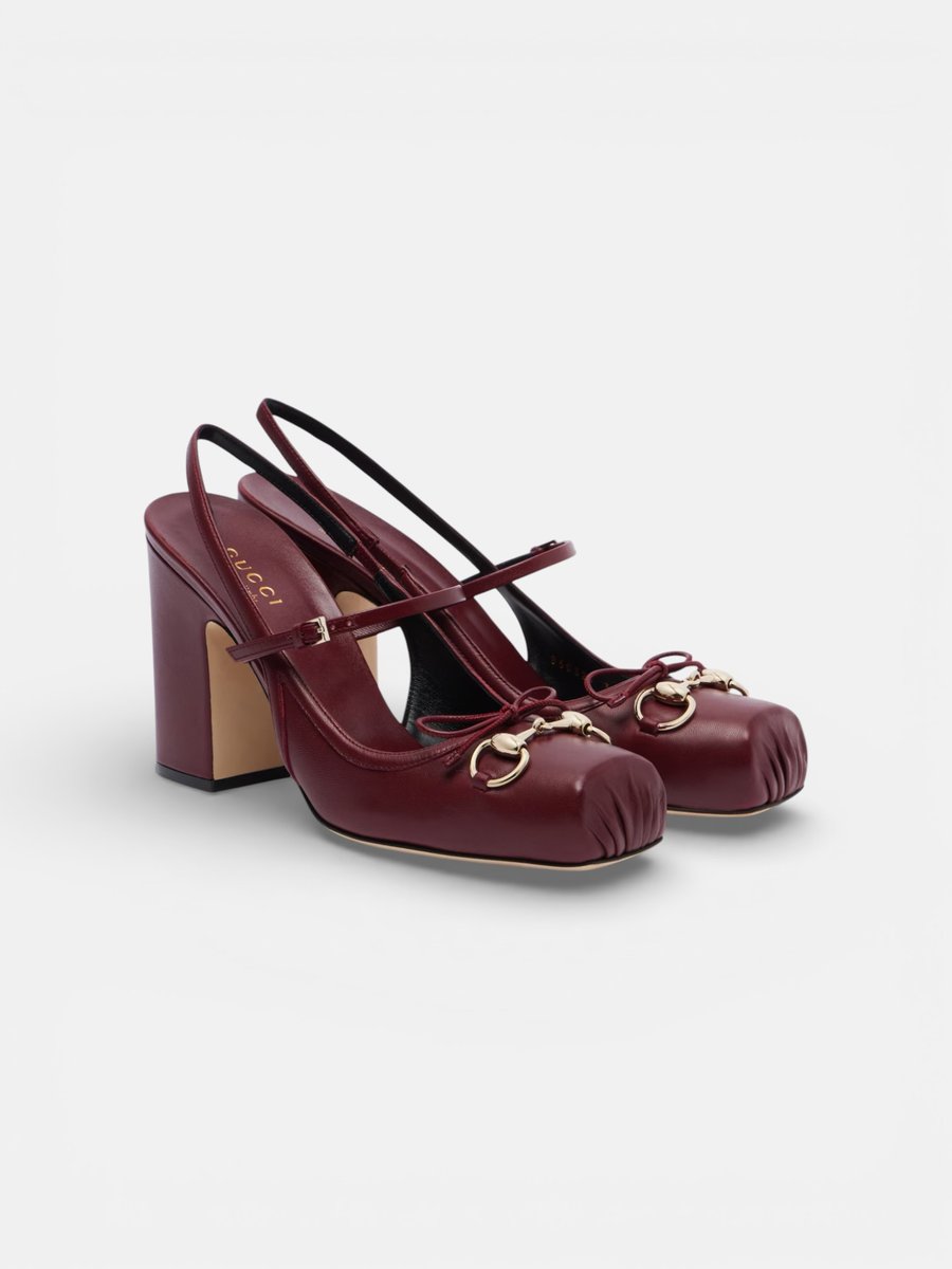 Gucci Horsebit Slingback Pumps Burgundy
