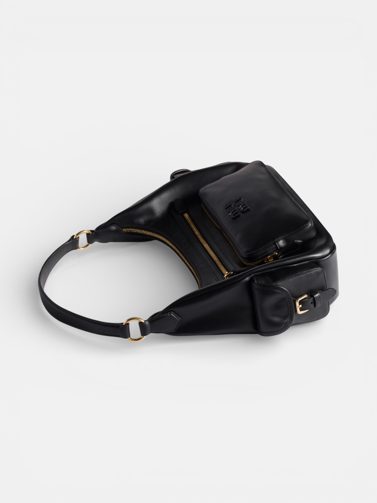 MiuMiu MiuMiu Nappa Leather Pocket Bag Black – back view in premium quality with AA+ craftsmanship