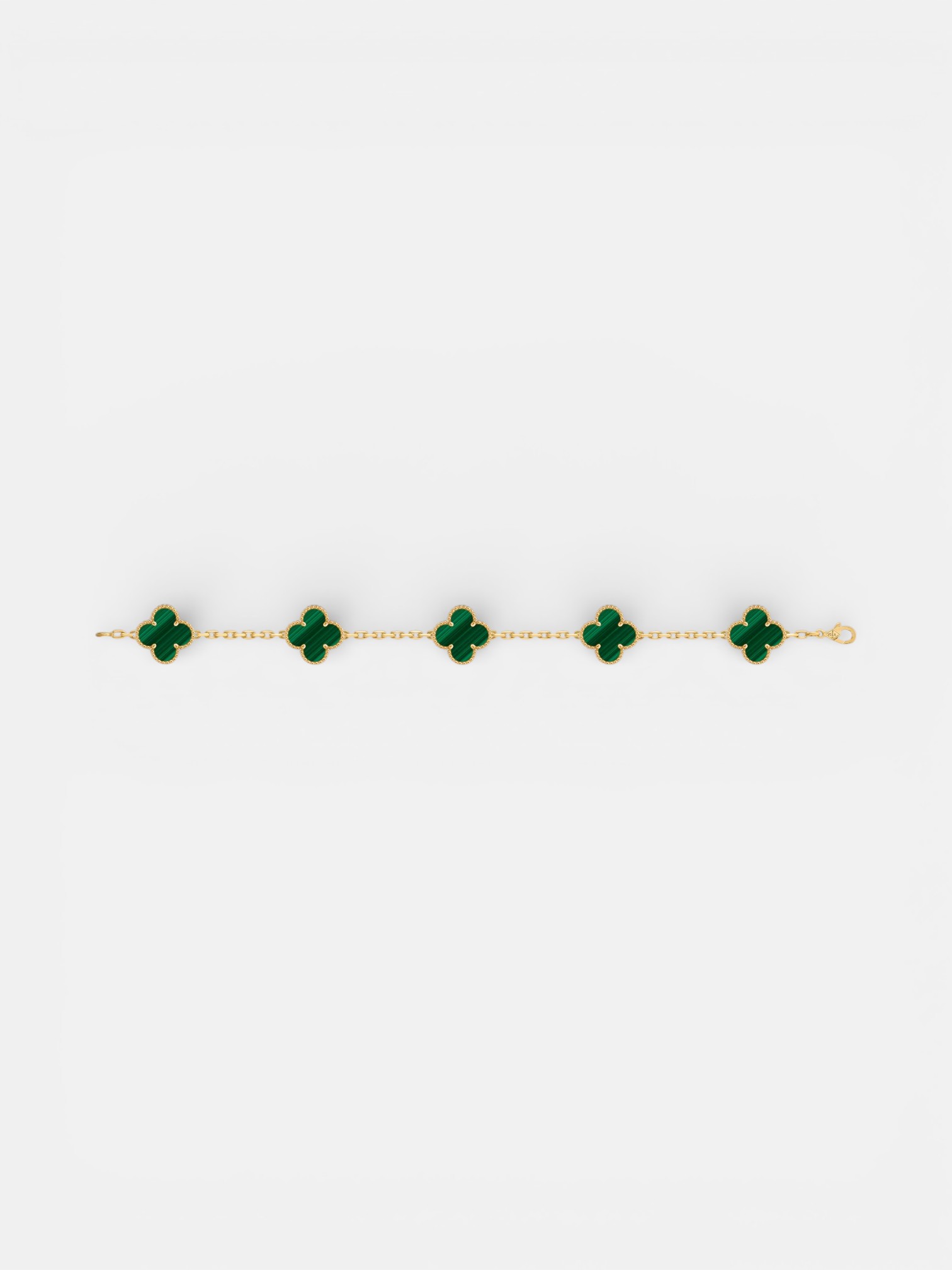 Van Van Cleef Alhambra Bracelet Gold Malachite – side profile view in premium quality with AA+ craftsmanship