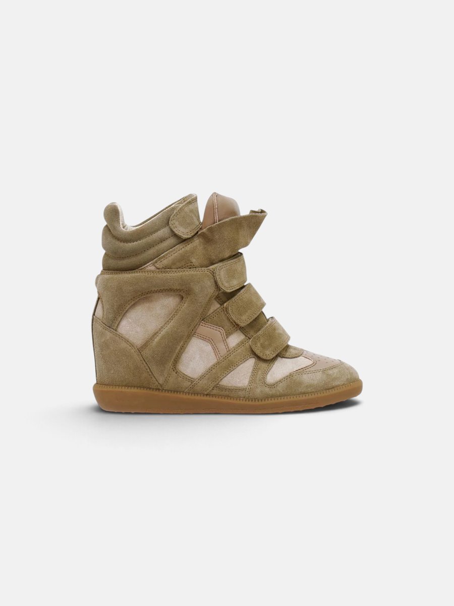 Isabel Marant Bekett Leather Wedge Sneakers Taupe