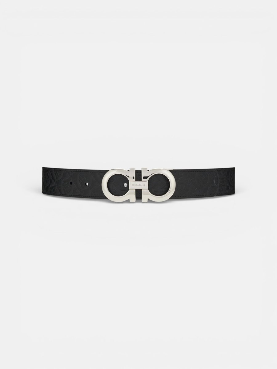 Ferregamo Reversible and Adjustable Belt Black Silver