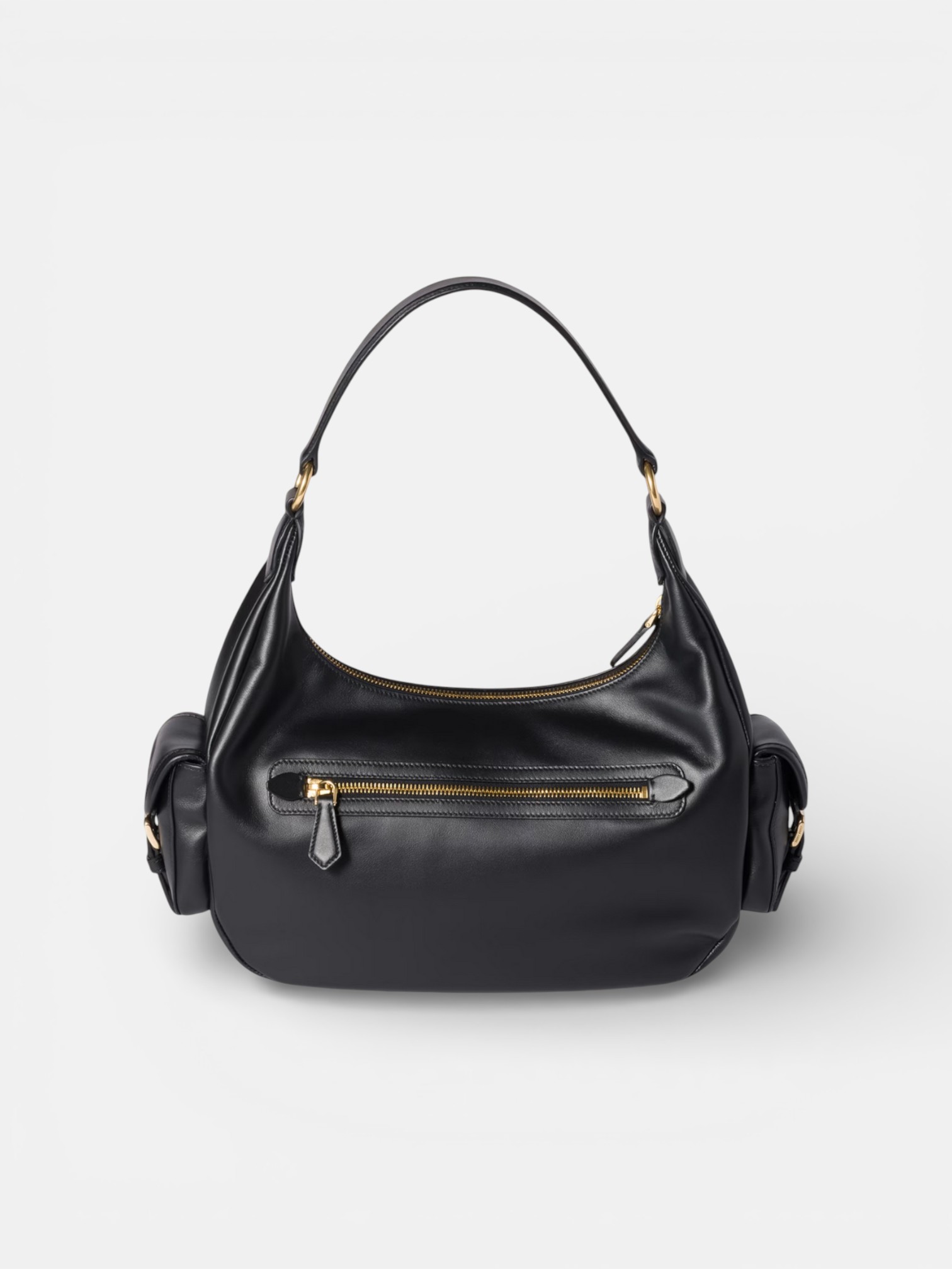 MiuMiu MiuMiu Nappa Leather Pocket Bag Black – close-up detail view in premium quality with AA+ craftsmanship