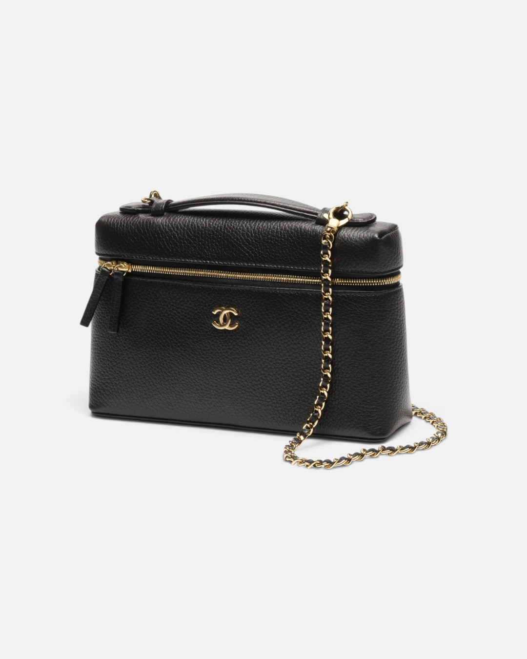 Chanel Chanel Large Vanity Grained Calfskin & Gold-Tone Metal Black – back view in premium quality with AA+ craftsmanship