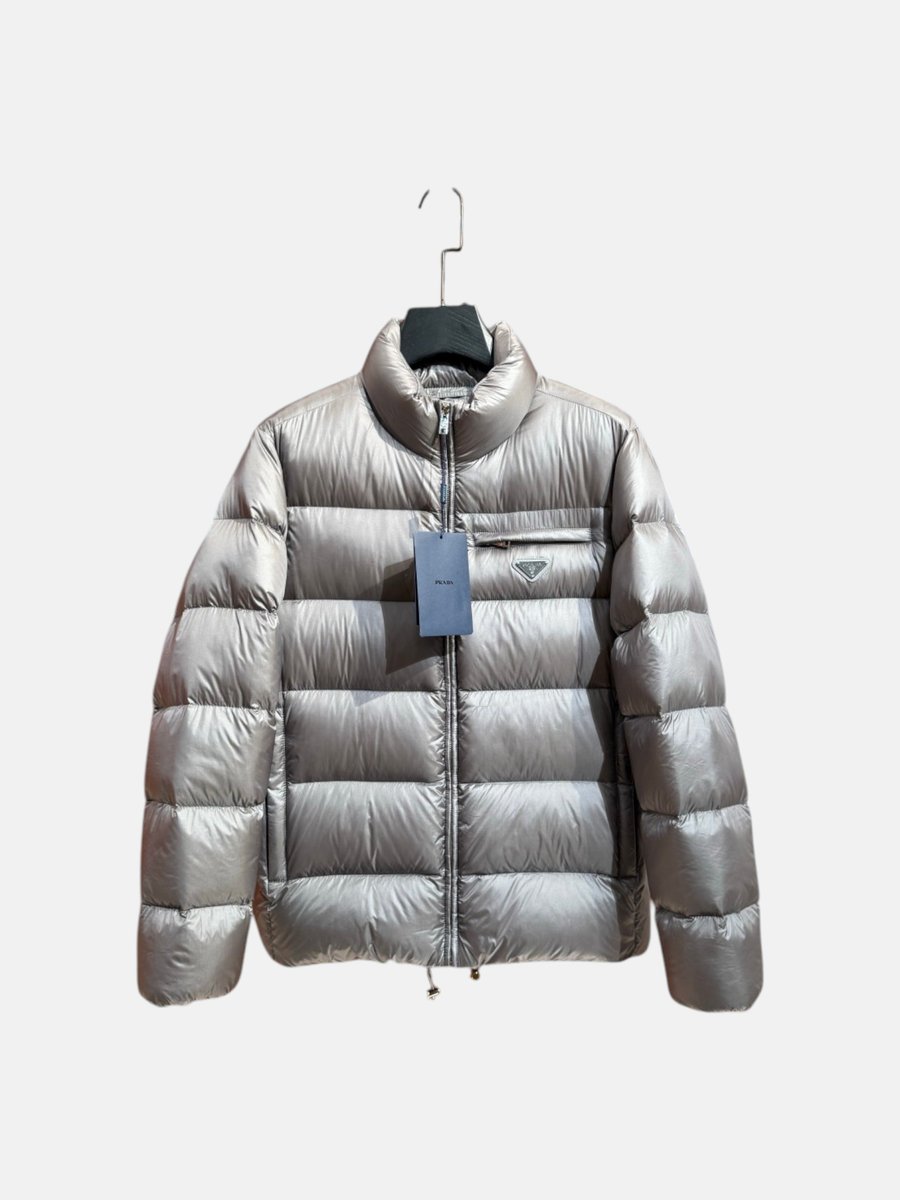 Prada Puffere Jacket Silver