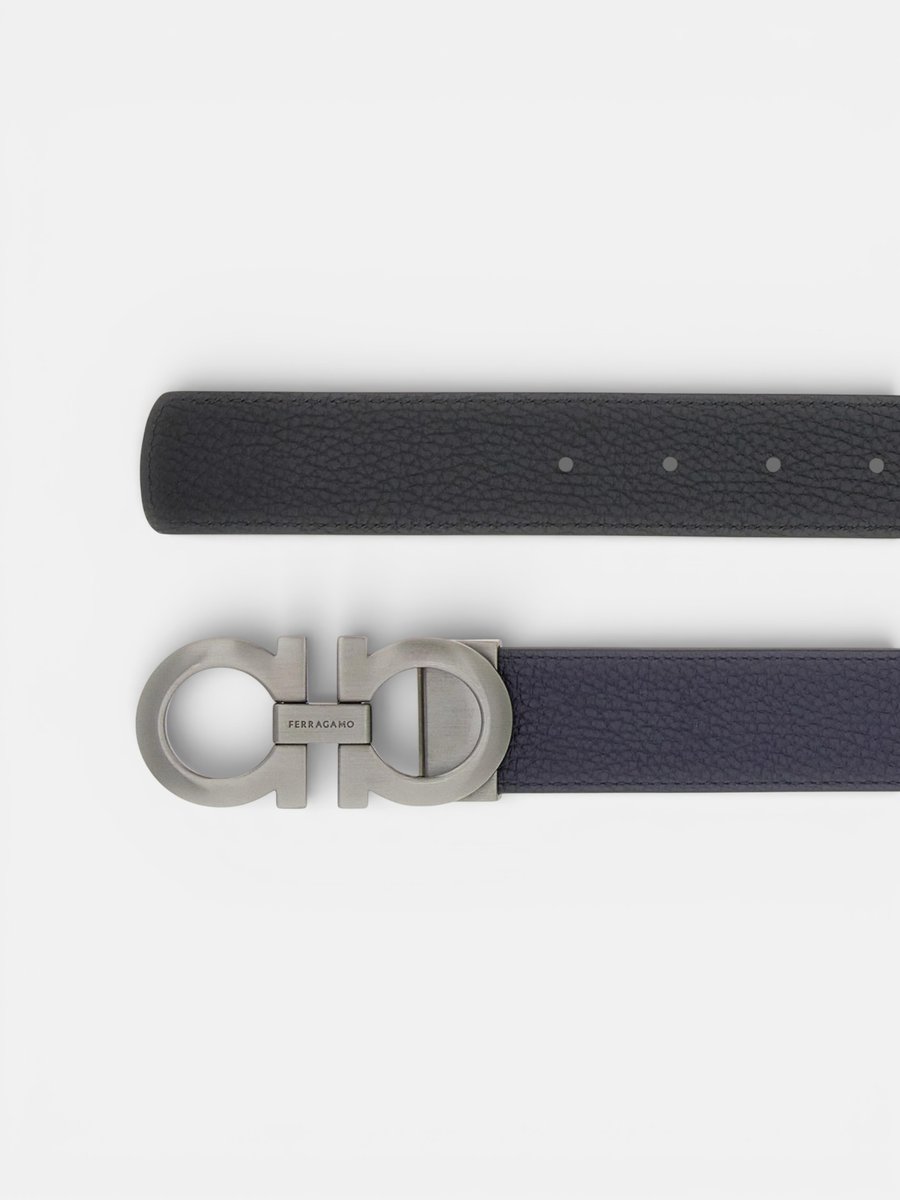 Ferregamo Reversible and Adjustable Belt Midnight Blue Black - Preview