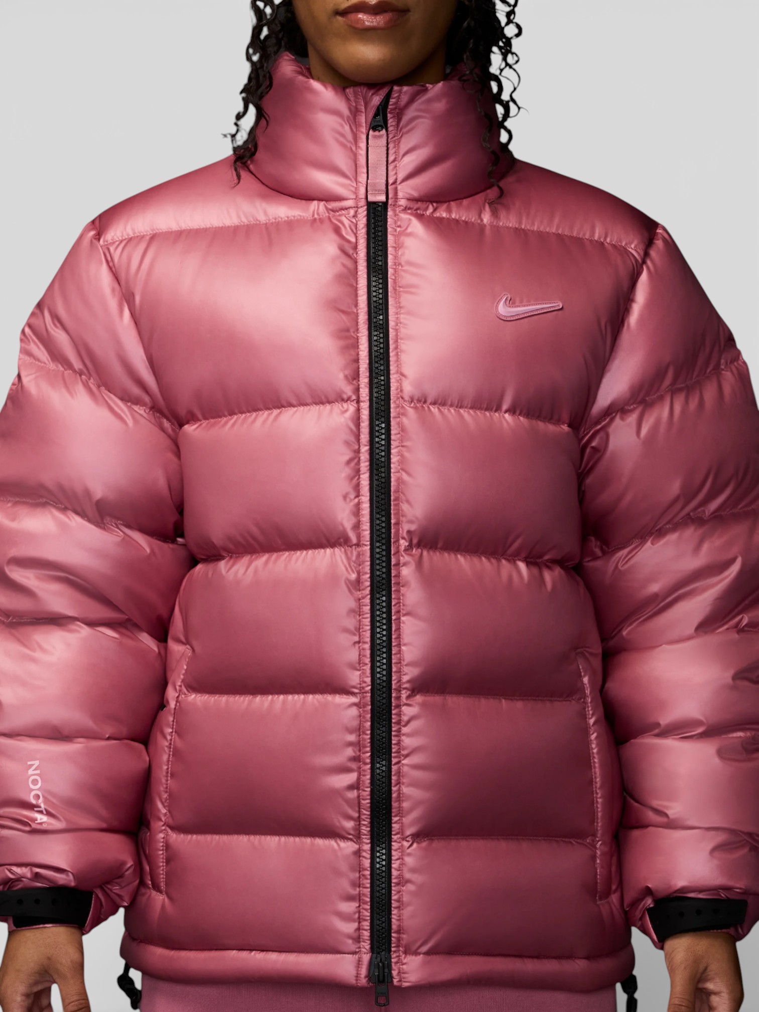 Nike Nike Nocta Sunset Puffer Jacket Desert Berry – detail view in premium quality with AA+ craftsmanship