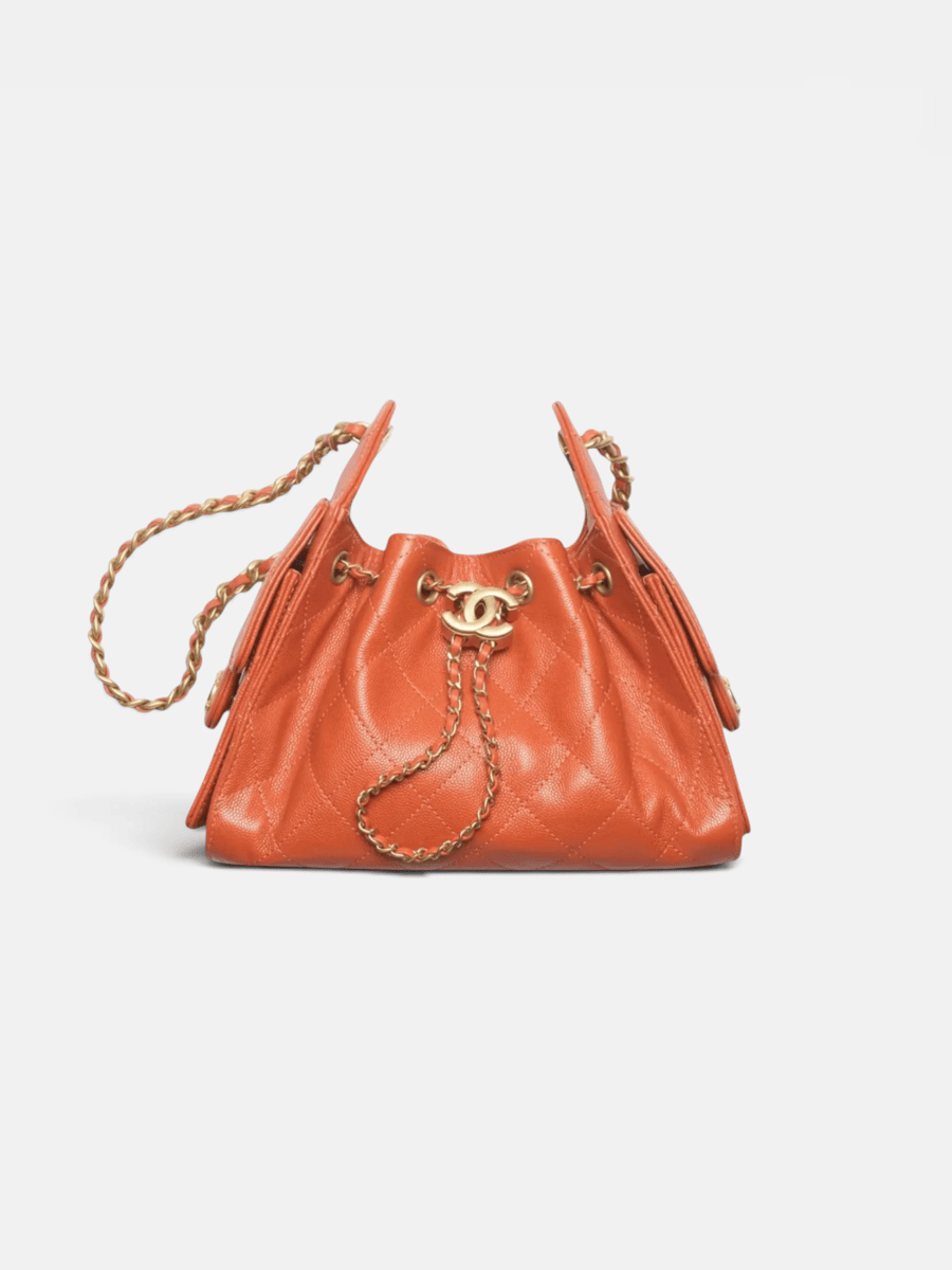 Chanel 25 Mini Handbag Grained Calfskin & Gold-Tone Metal in Dark Orange