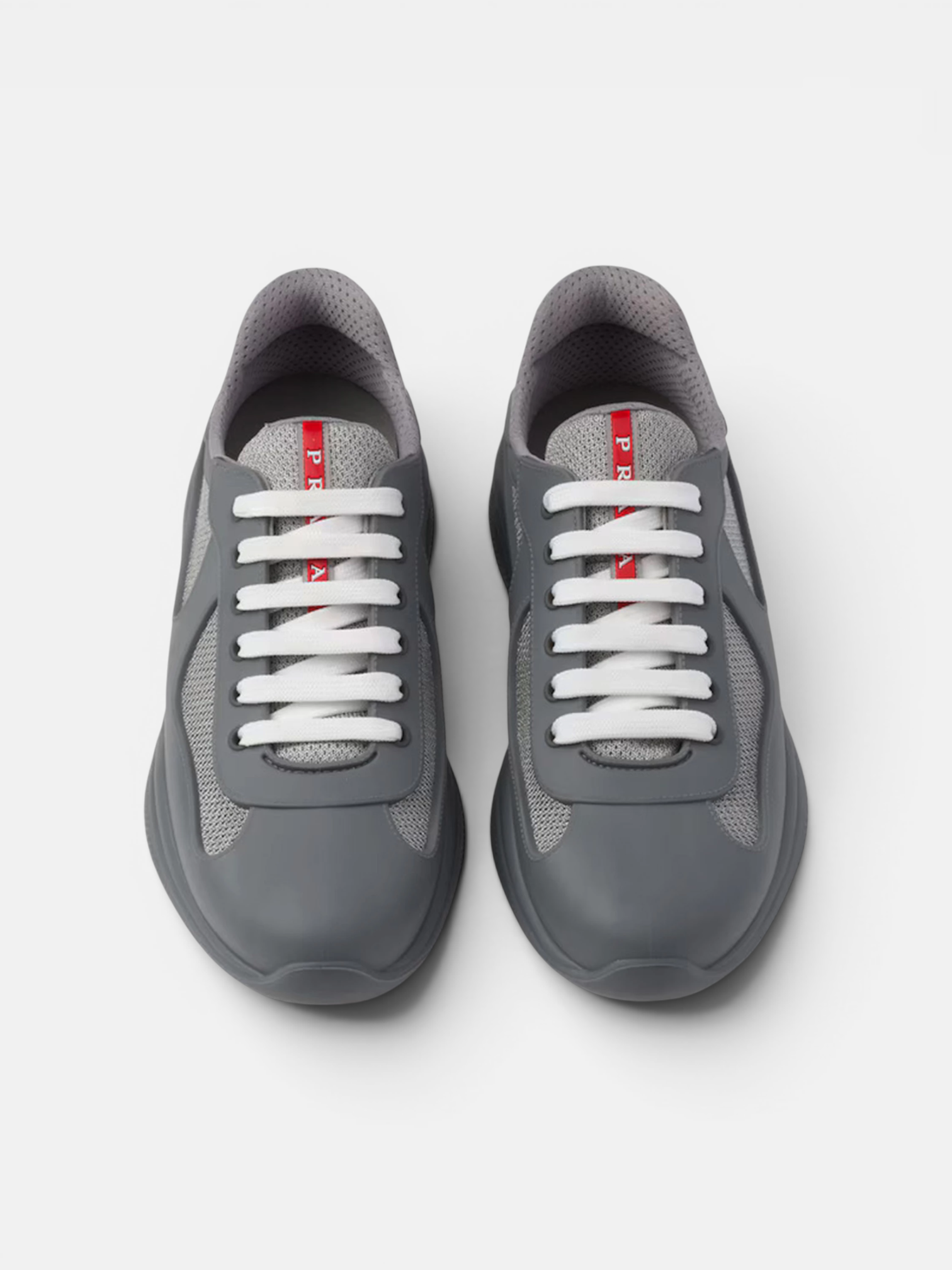 Prada Prada Cups Sneaker Grey – back view in premium quality with AA+ craftsmanship
