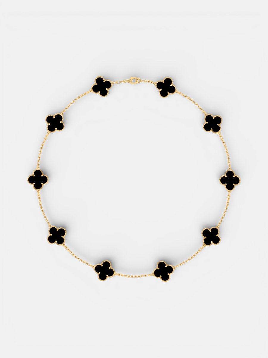 Van Cleef Alhambra Necklace Gold Onyx - Preview