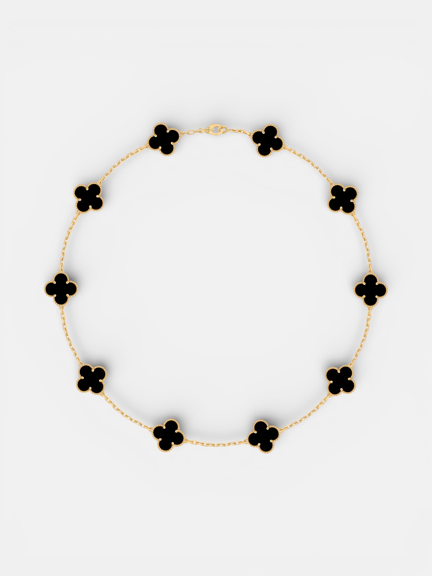 Van Van Cleef Alhambra Necklace Gold Onyx – side profile view in premium quality with AA+ craftsmanship