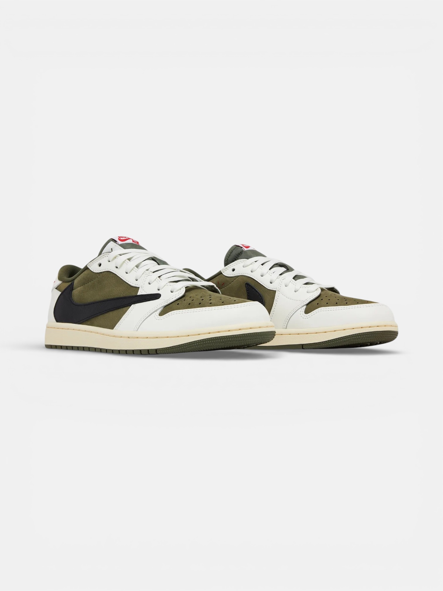 Jordan Jordan 1 Low Travis Scott Medium Olive – detail view in premium quality with AA+ craftsmanship