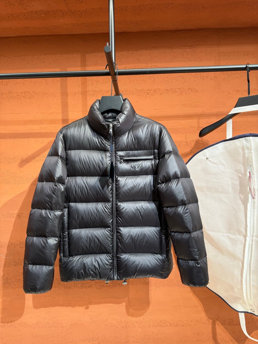 Prada Prada Puffer Jacket Black – side profile view in premium quality with AA+ craftsmanship