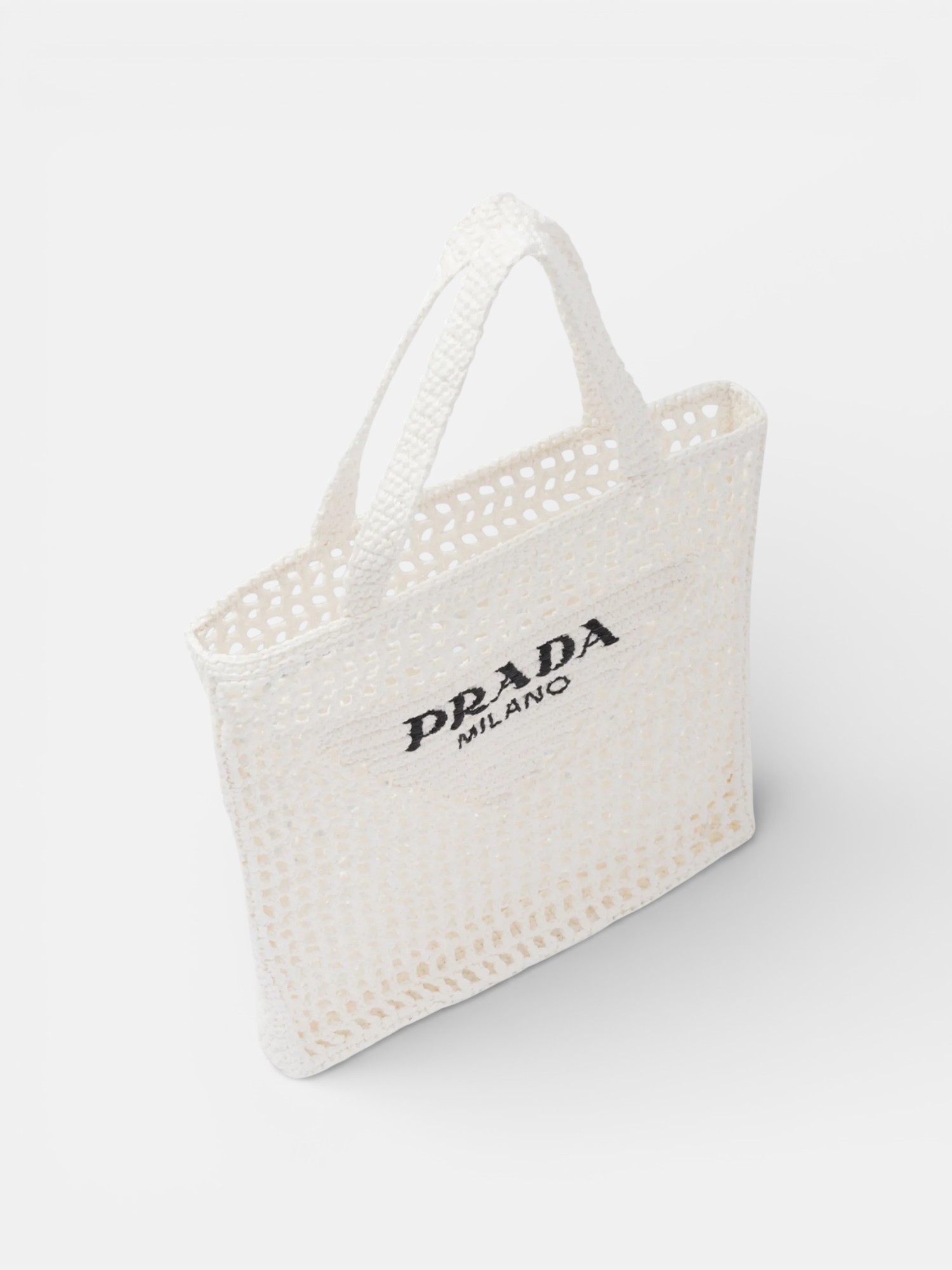 Prada Prada Crochet Tote Bag White – back view in premium quality with AA+ craftsmanship