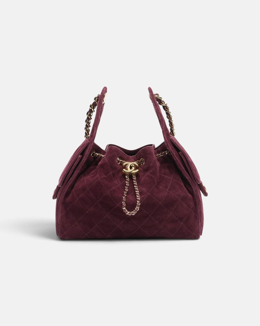 Chanel 25 Small Handbag Suede Calfskin & Gold-Tone Metal Burgundy - Preview