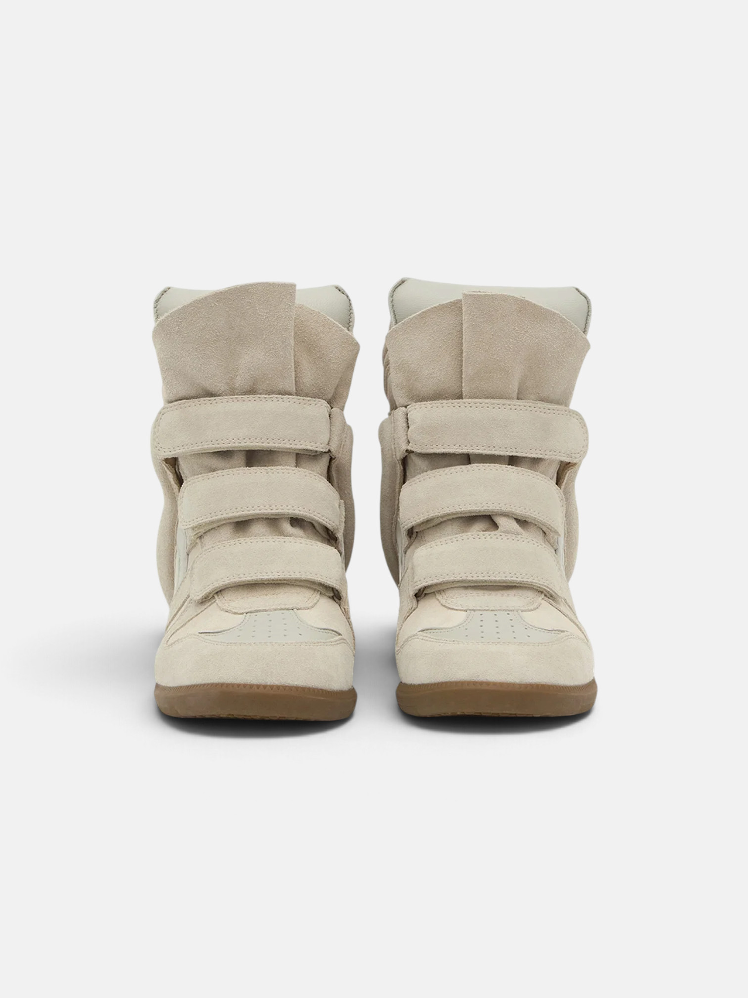 Isabel Isabel Marant Bekett Leather Wedge Sneakers Ecru – back view in premium quality with AA+ craftsmanship