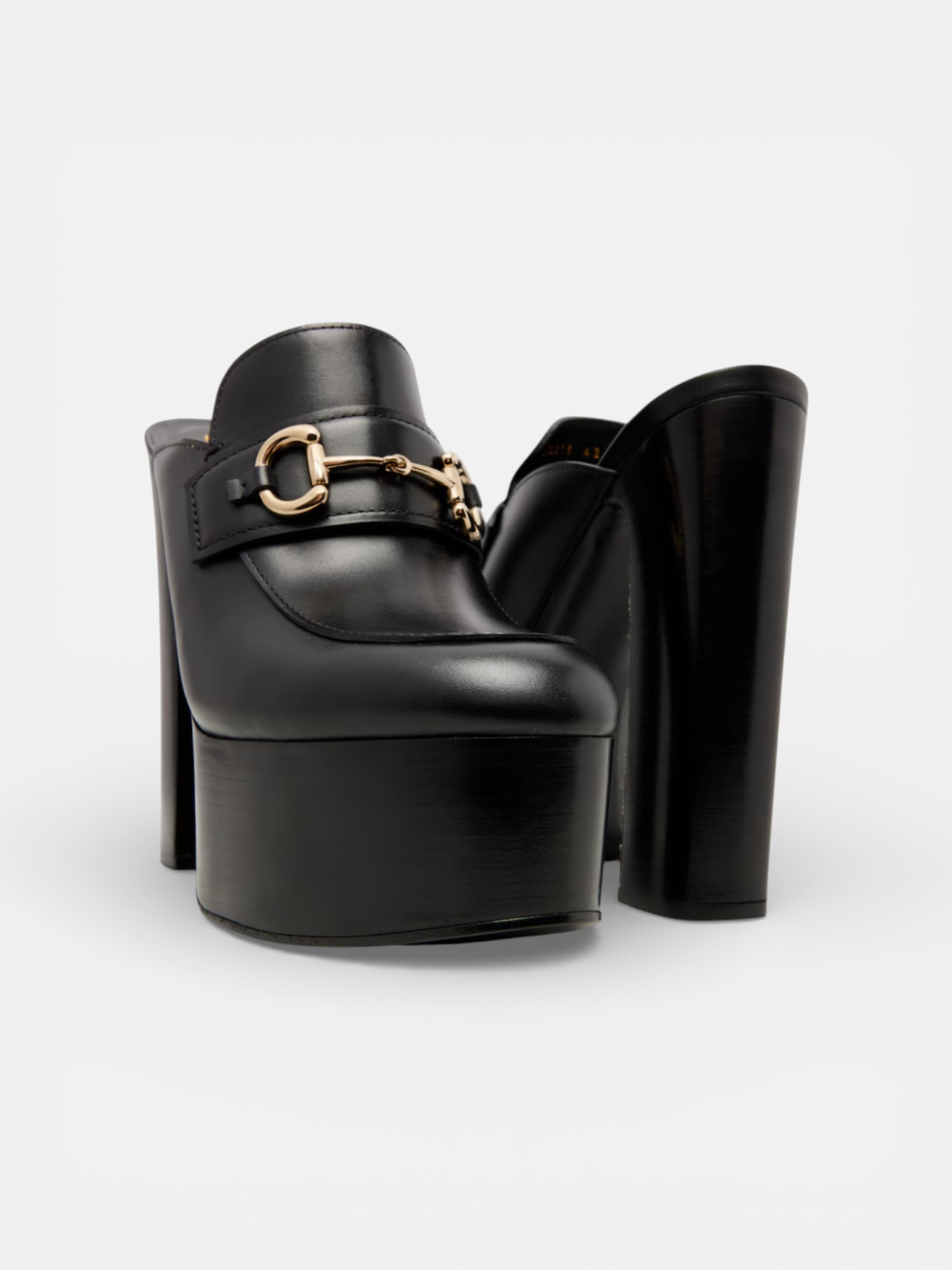 Gucci Gucci Horsebit Platform Mules Black – back view in premium quality with AA+ craftsmanship