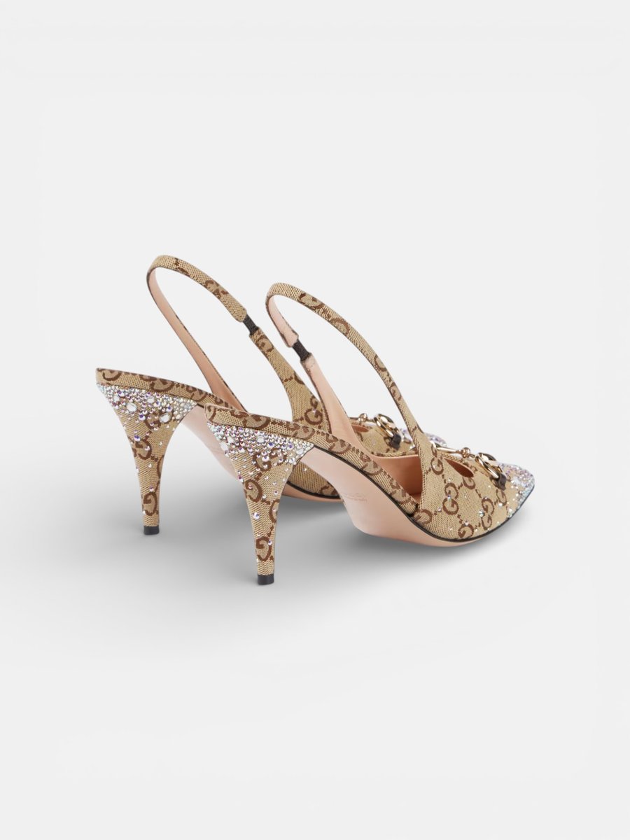 Gucci GG Pumps Canvas Crystal-Embellished - Preview