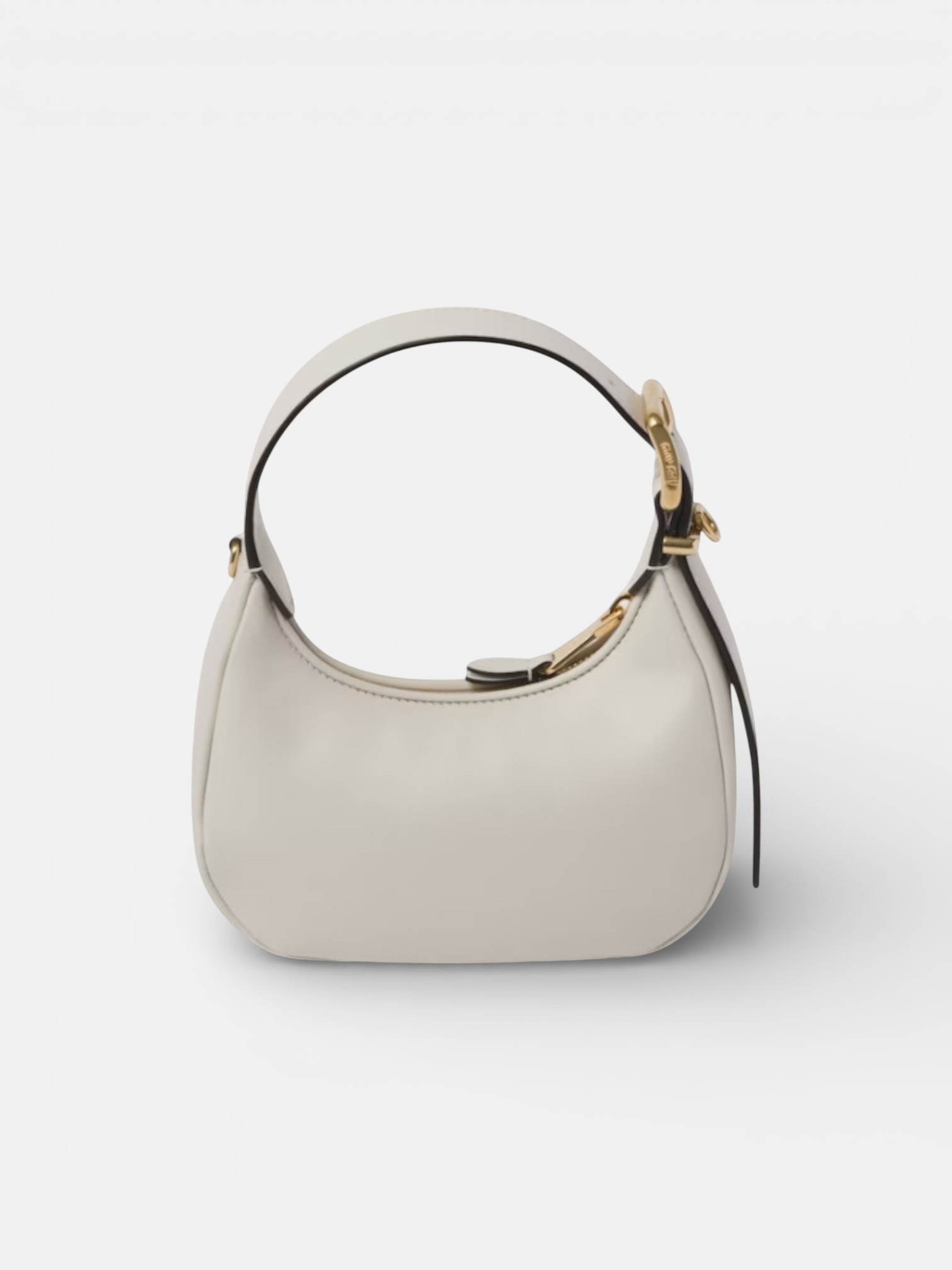 MiuMiu MiuMiu Half-Moon Leather Bag White – side profile view in premium quality with AA+ craftsmanship