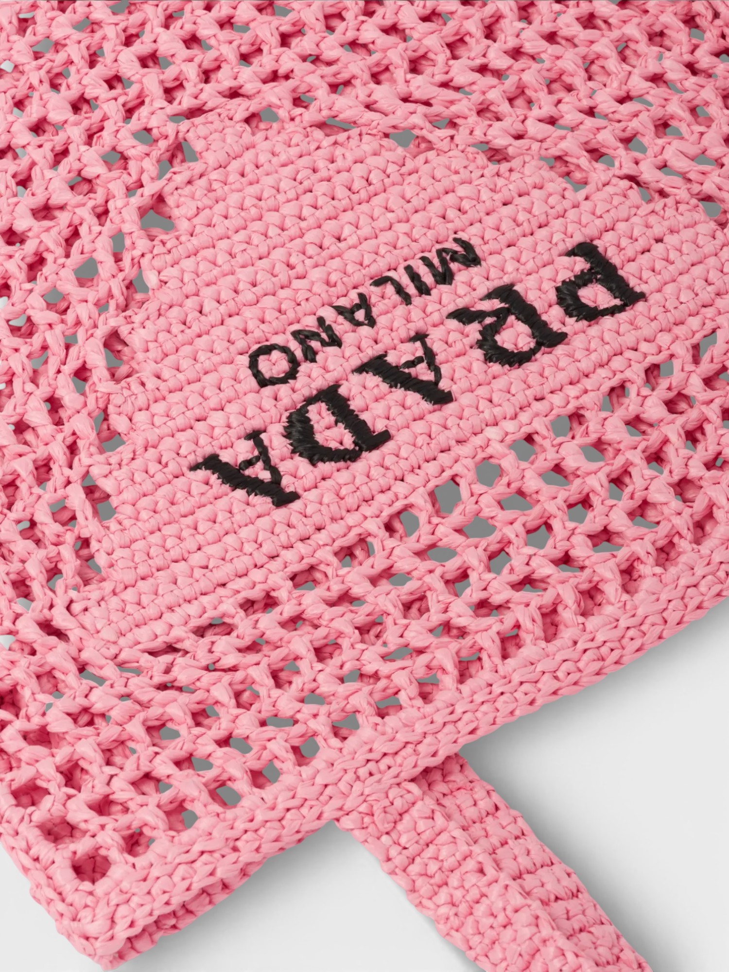 Prada Prada Crochet Tote Bag Pink – back view in premium quality with AA+ craftsmanship