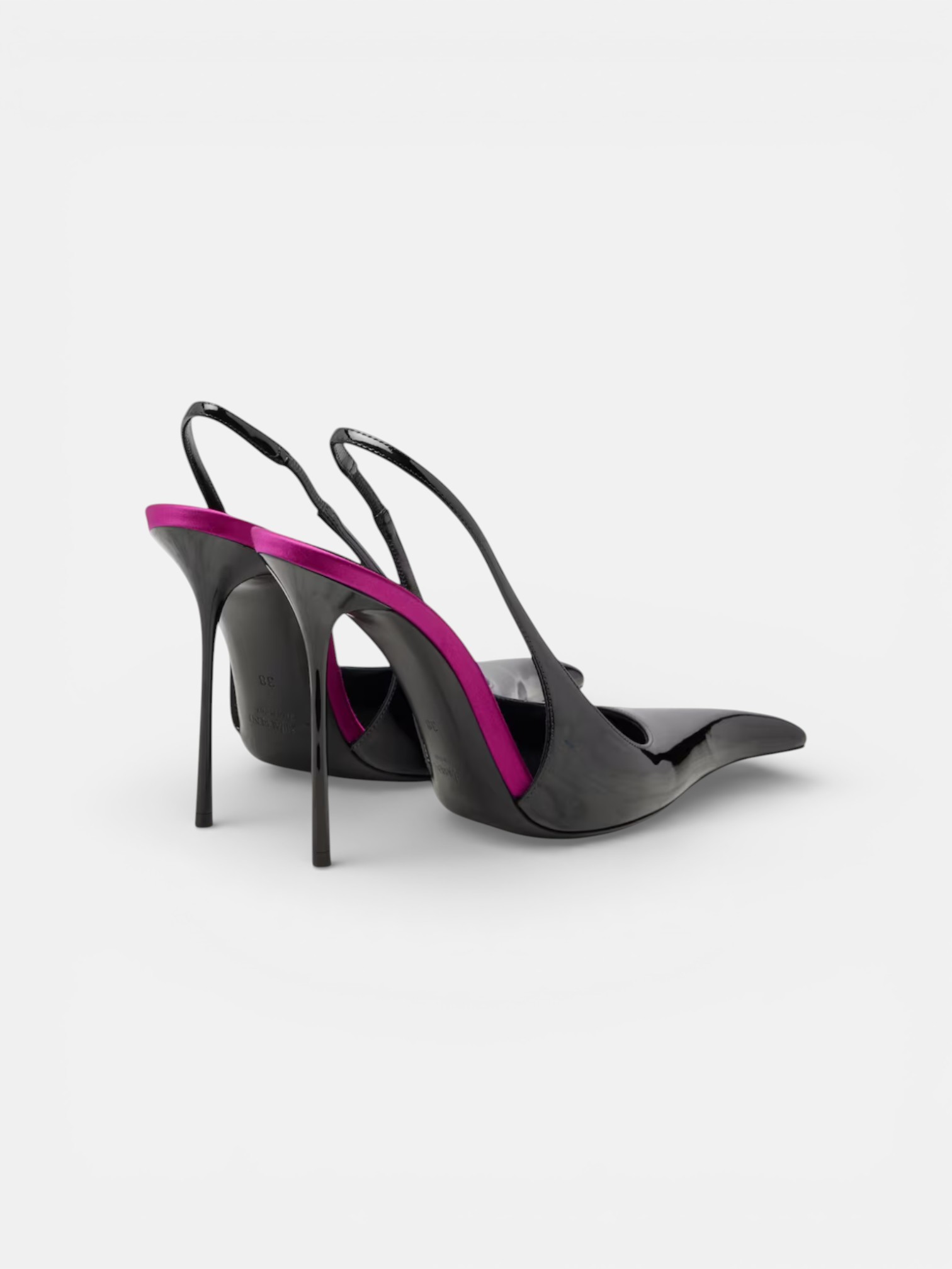 YSL YSL Amalia 110 Patent Leather Slingback Pumps Black – side profile view in premium quality with AA+ craftsmanship
