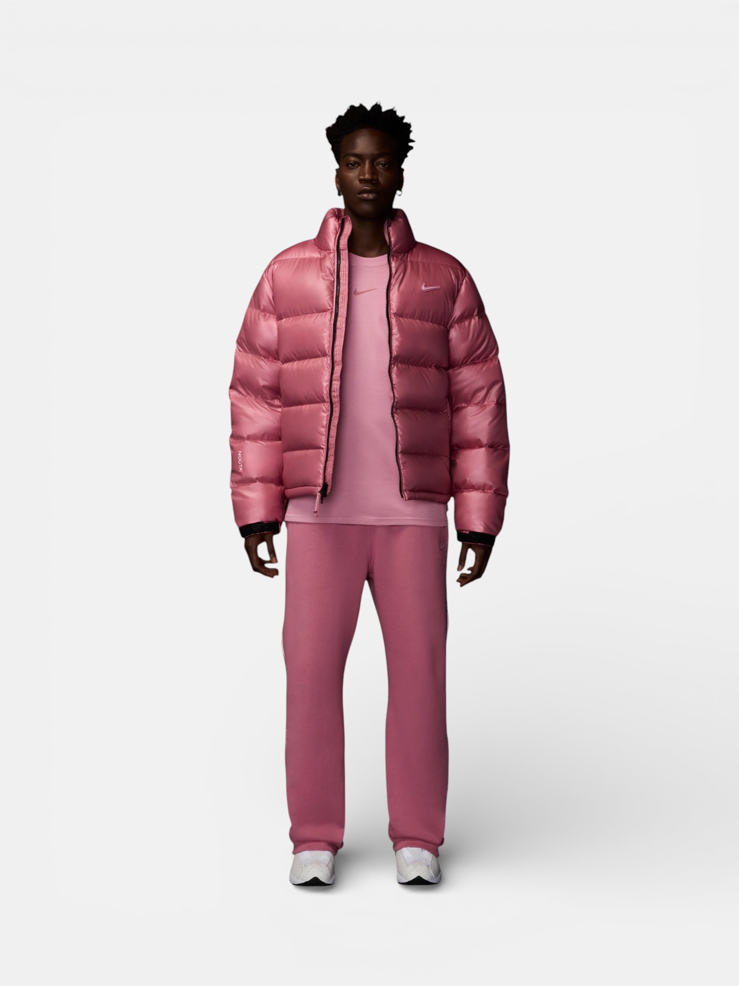 Nike Nike Nocta Sunset Puffer Jacket Desert Berry – close-up detail view in premium quality with AA+ craftsmanship