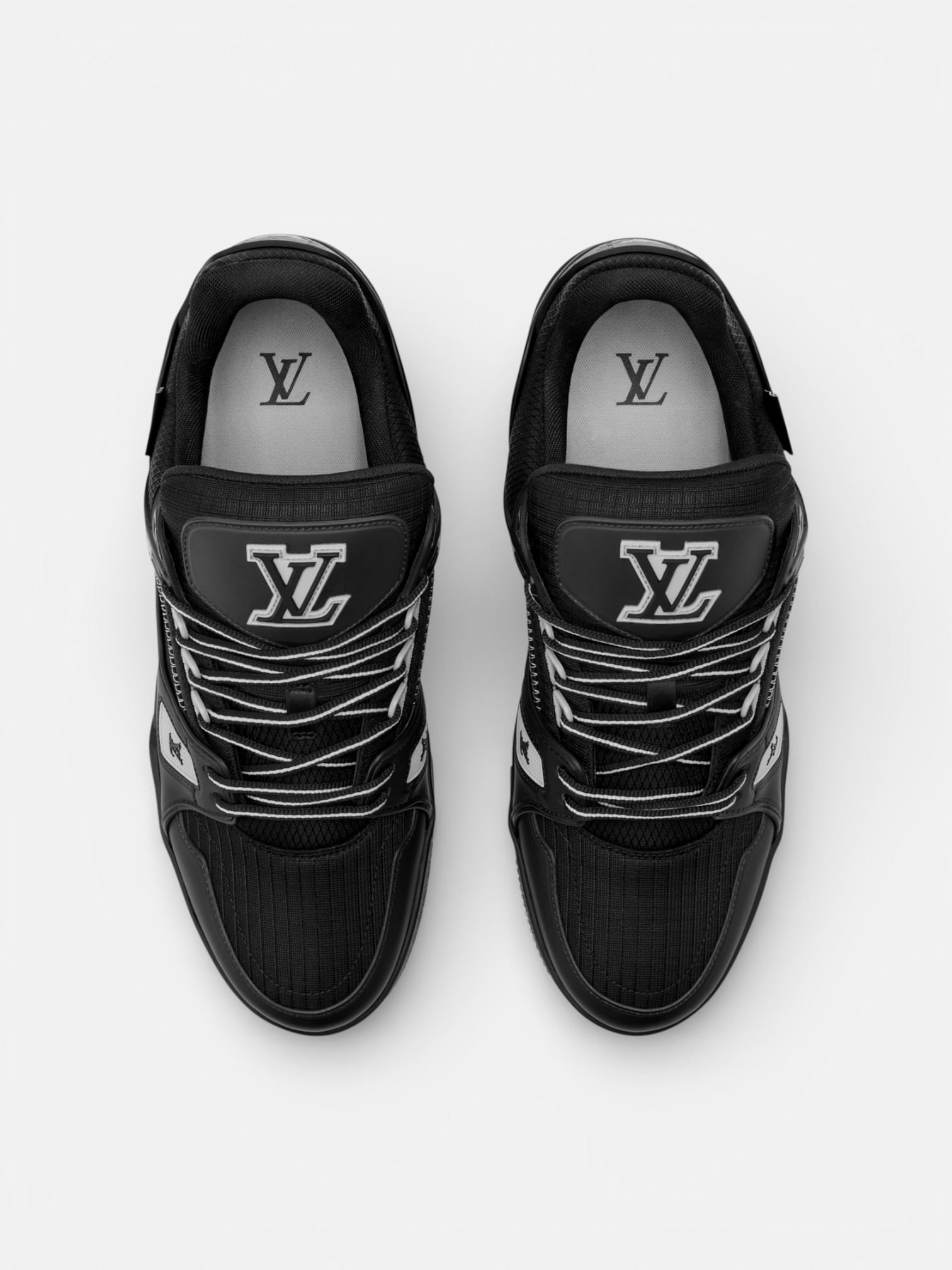 Louis Louis Vuitton Trainer Black Grey – close-up detail view in premium quality with AA+ craftsmanship