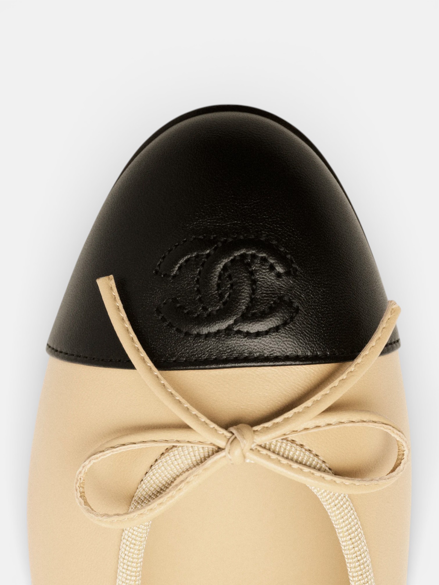 Chanel Chanel Ballet Flats Beige Black – side profile view in premium quality with AA+ craftsmanship