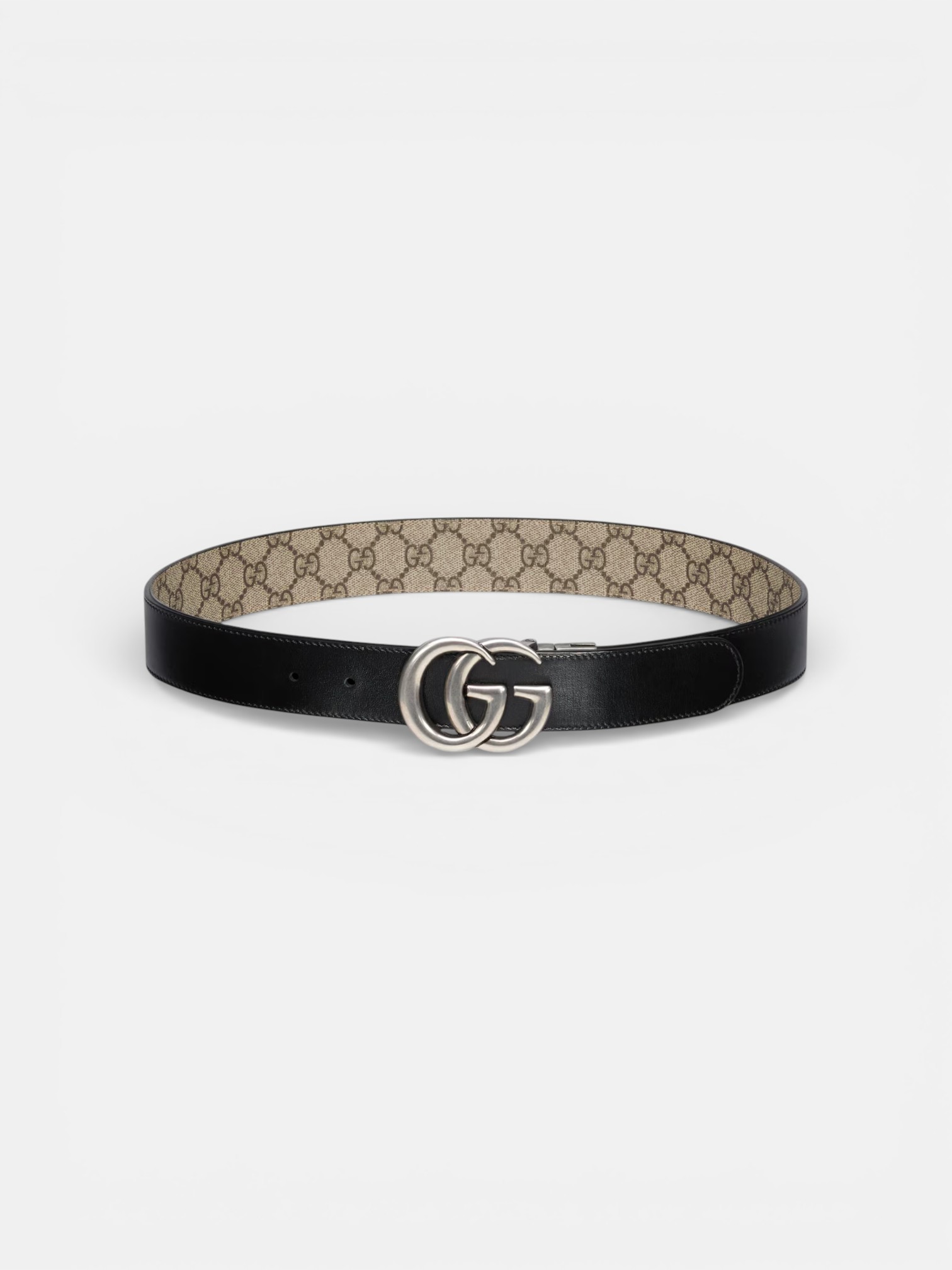 Gucci Gucci GG Marmont Reversible Belt Beige Canvas – side profile view in premium quality with AA+ craftsmanship