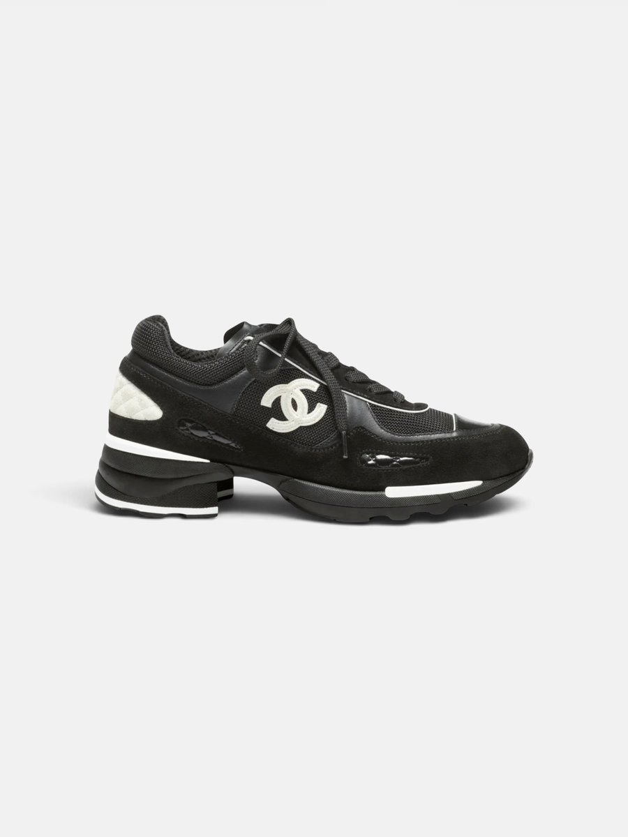Chanel Sneakers Mixed Fibers Suede Calfskin & Calfskin Black