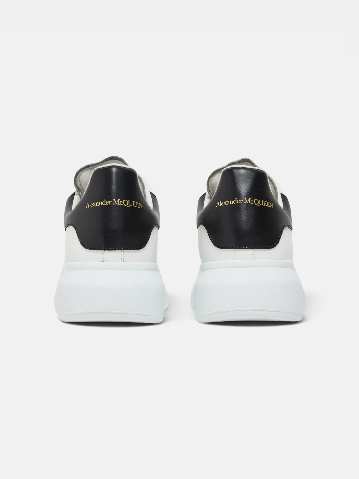 Alexander Alexander McQueen Sneaker White Black Leather – back view in premium quality with AA+ craftsmanship