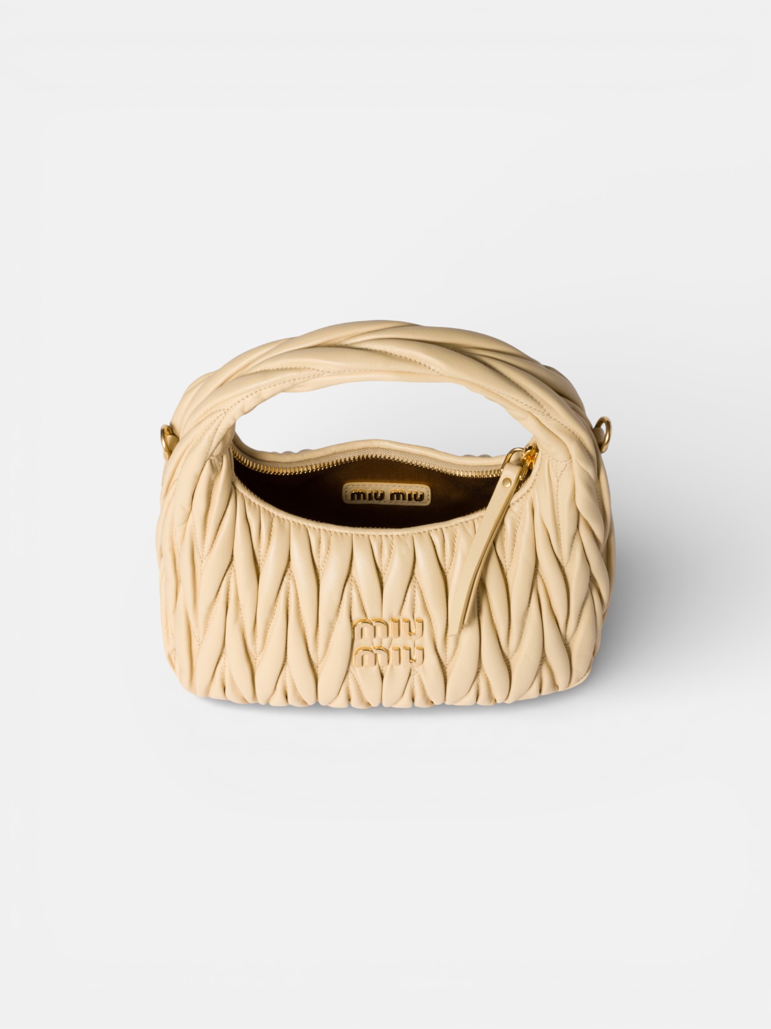 MiuMiu MiuMiu Wander Leather Bag Vanilla – back view in premium quality with AA+ craftsmanship