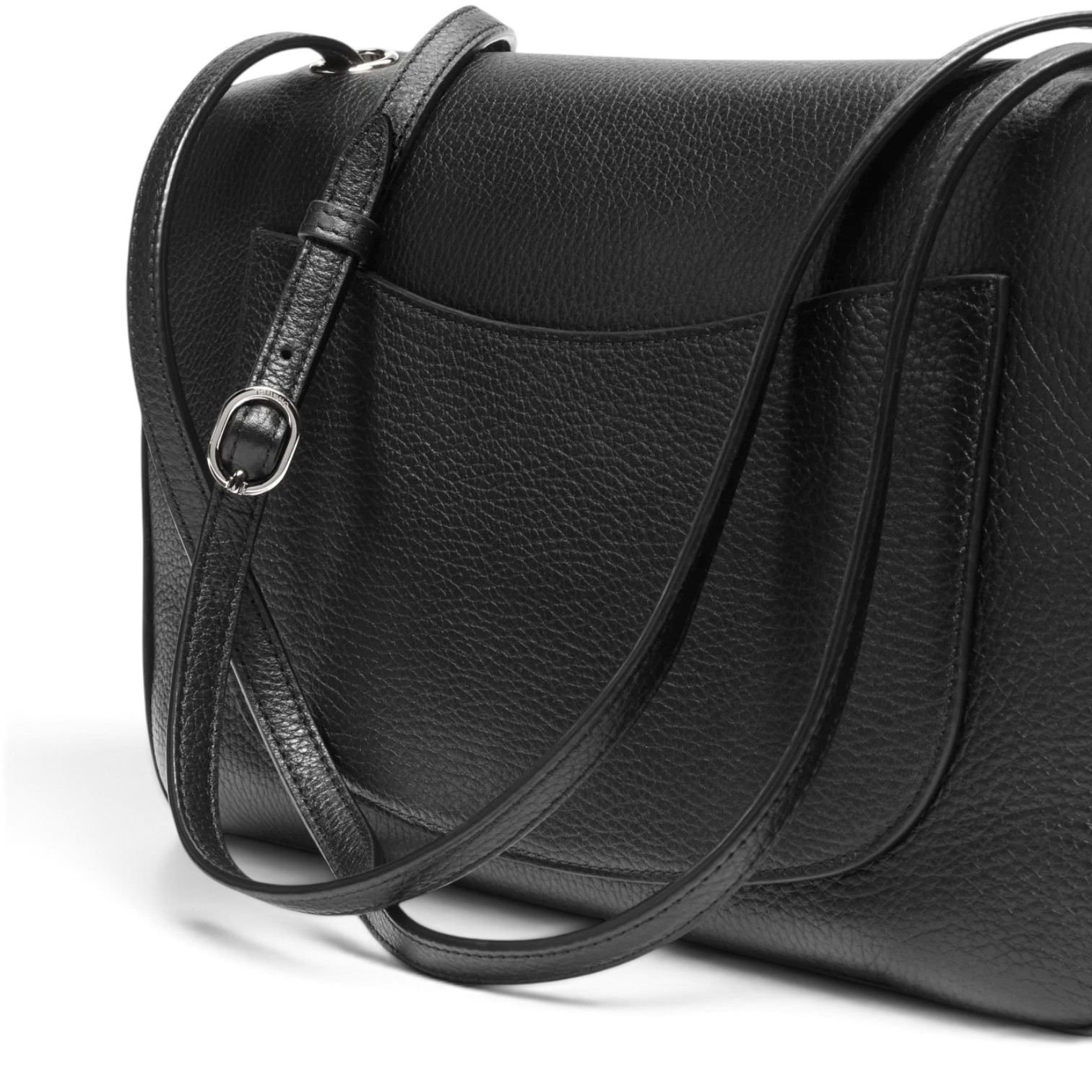 Chanel Chanel Maxi Flap Bag Black Grained Calfskin & Silver Metal – detail view in premium quality with AA+ craftsmanship