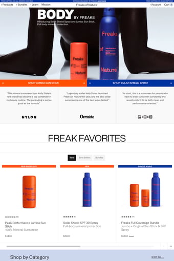 Freaks of Nature landing page