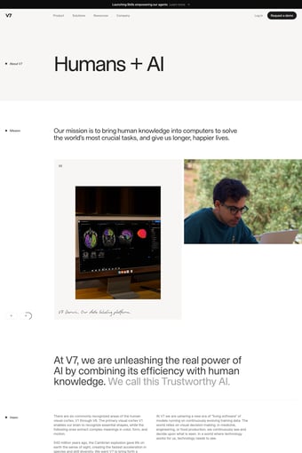 V7 Labs landing page
