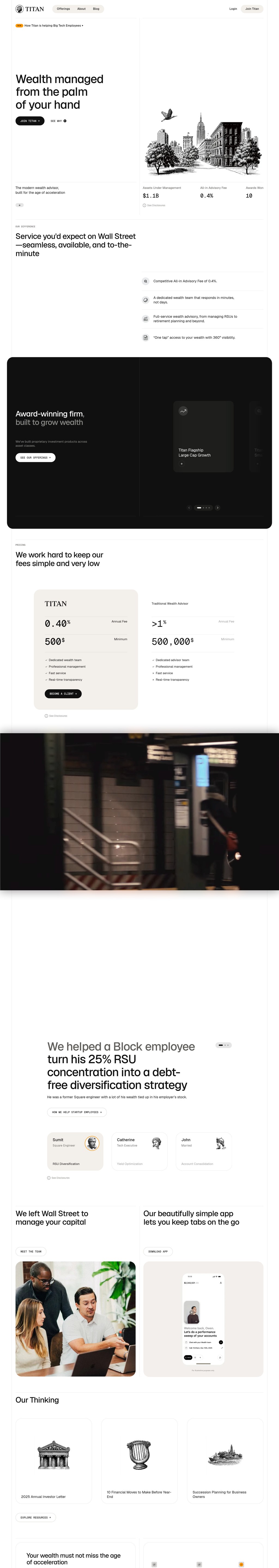 Titan desktop landing page