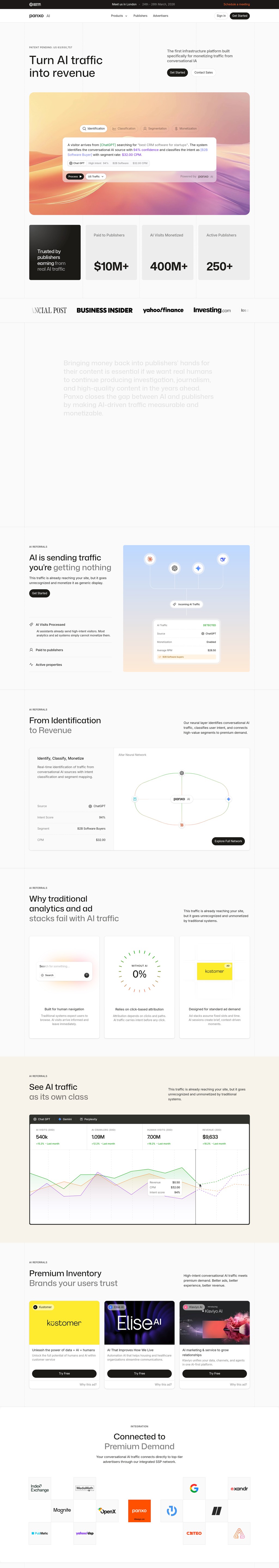 Panxo desktop landing page
