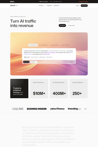 Panxo landing page