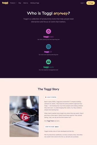 Toggl Track: Time Tracking Software for Any Workflow landing page