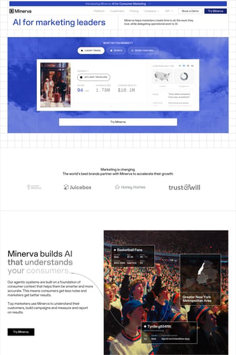 Minerva landing page