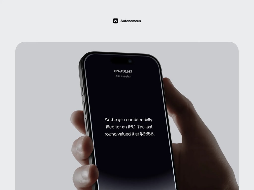 Autonomous — Superintelligence that manages your financial life. desktop landing page