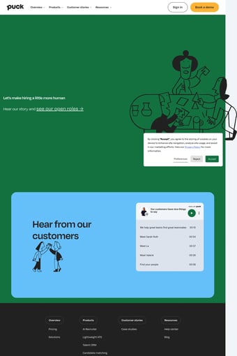 Talent Acquisition Software for Recruiting Teams | Puck landing page