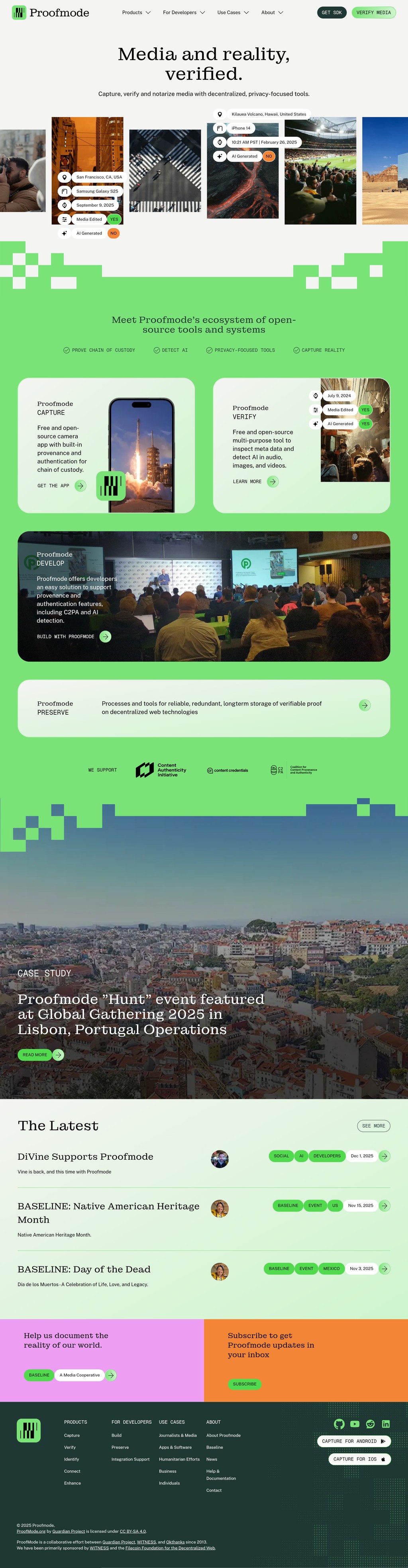 Proofmode desktop landing page