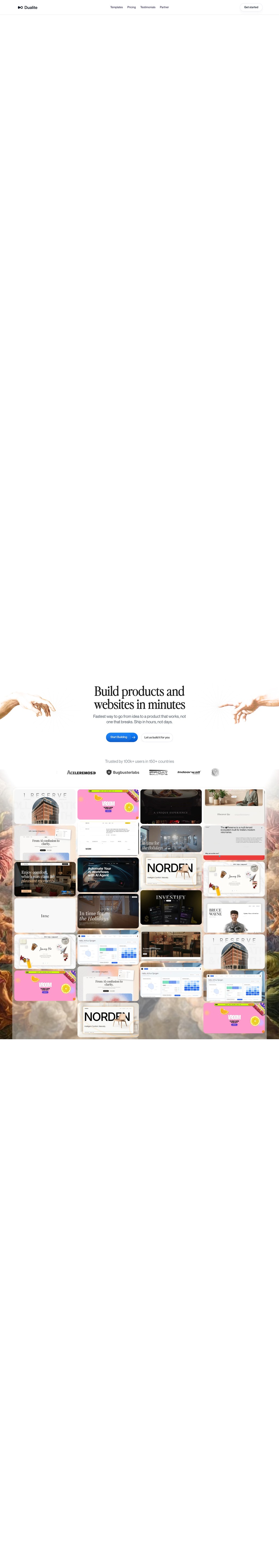 Dualite desktop landing page