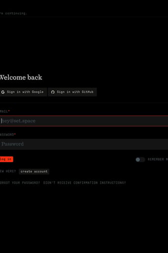 Set Space landing page