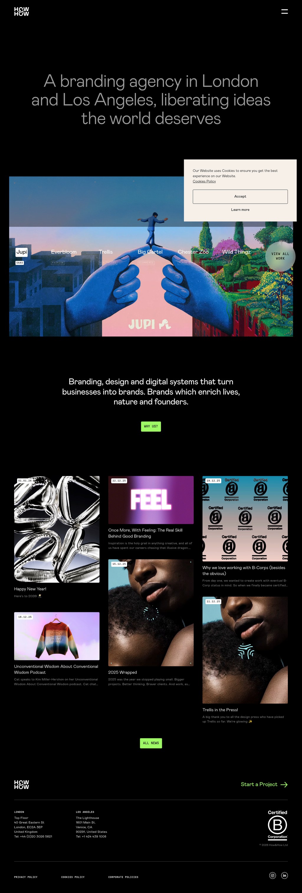 How&How desktop landing page