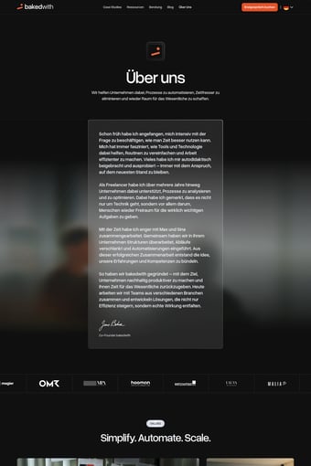 bakedwith landing page