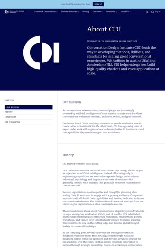 Conversation Design Institute landing page