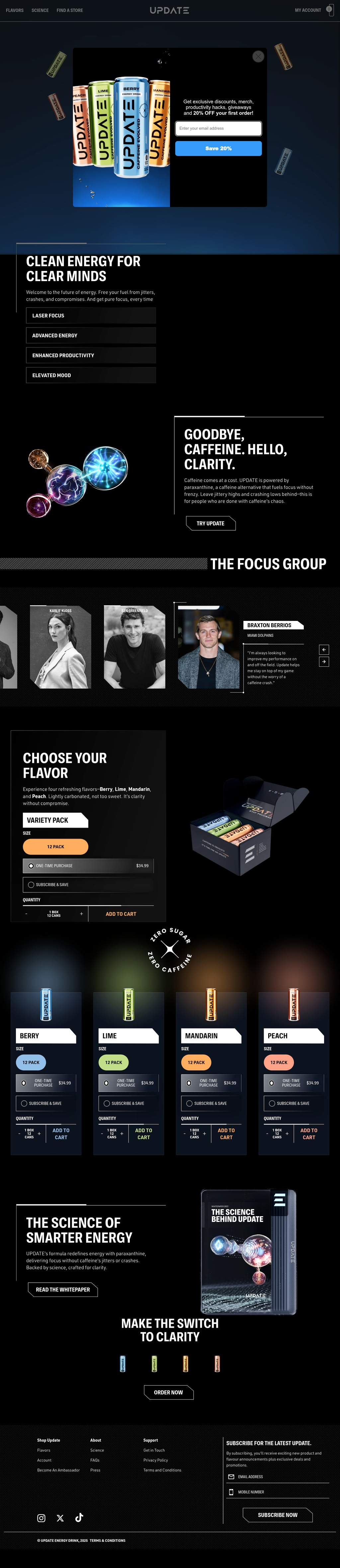 Update Energy Drink desktop landing page