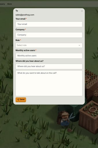 PostHog – We make your product self-driving landing page