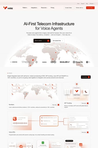 SIP Trunk India | Voice API & Programmable Telephony — Vobiz landing page